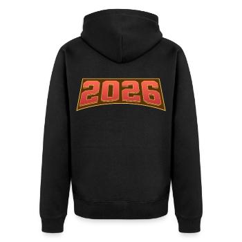2026 - Unisex Premium Organic Zip Hoodie - black - Back - Nico (187cm)