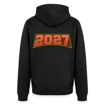 2027 - Unisex Premium Bio Zip Hoodie - Schwarz - Hinten - Nico (187cm)