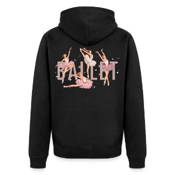 Ballerina Ballett Tanzen Tänzerin Tänzer Geschenk - Unisex Premium Bio Zip Hoodie - Schwarz - Hinten - Nico (187cm)