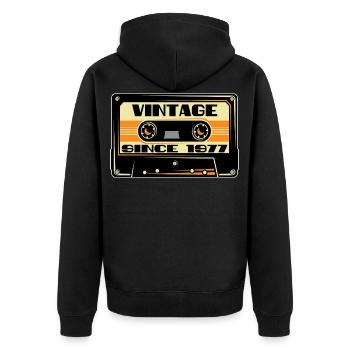 1977 Cassette Mixtape - 44e anniversaire - Veste à capuche bio Premium Unisexe - noir - Dos - Nico (187cm)