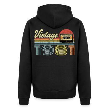 Vintage 1981 Cassette Mixtape - 40e anniversaire - Veste à capuche bio Premium Unisexe - noir - Dos - Nico (187cm)