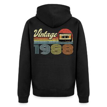 Vintage 1988 Kassette Mixtape - 33. Geburtstag - Unisex Premium Bio Zip Hoodie - Schwarz - Hinten - Nico (187cm)