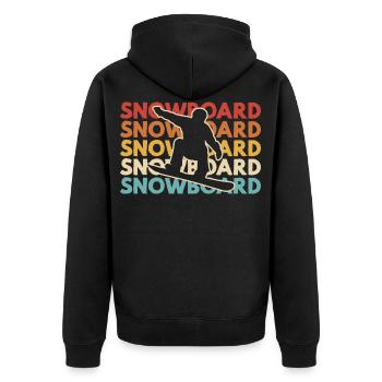 Conception de snowboard freestyle – Coloré et dynamique - Veste à capuche bio Premium Unisexe - noir - Dos - Nico (187cm)