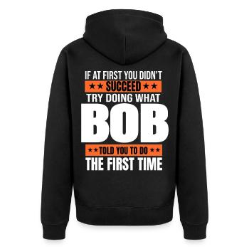 BOB Gift Name Personalized Birthday Christmas Joke - Unisex Premium Organic Zip Hoodie - black - Back - Nico (187cm)
