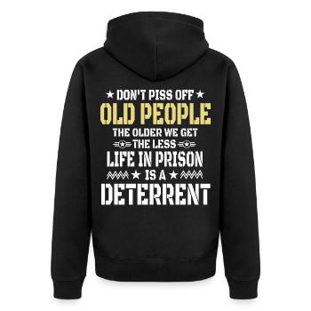 Lustige alte Leute Zitat - Unisex Premium Bio Zip Hoodie - Schwarz - Hinten - Nico (187cm)