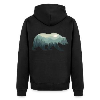 Ours Brun Nature Nature Sauvage Forêt Double Exposure - Veste à capuche bio Premium Unisexe - noir - Dos - Nico (187cm)