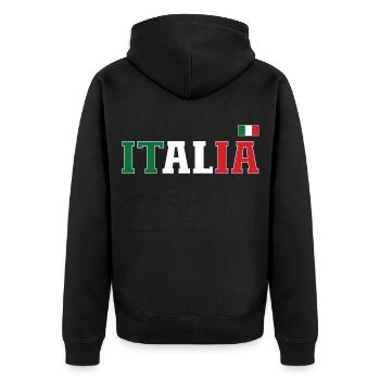 Italien Flagge - Unisex Premium Bio Zip Hoodie - Schwarz - Hinten - Nico (187cm)