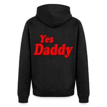 Yes daddy - Unisex Premium Bio Zip Hoodie - Schwarz - Hinten - Nico (187cm)