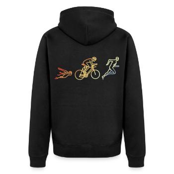 Triathlete Vintage Style - Unisex Premium Organic Zip Hoodie - black - Back - Nico (187cm)