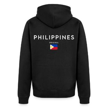 Philippinische Flagge, Philippinischer Stolz - Unisex Premium Bio Zip Hoodie - Schwarz - Hinten - Nico (187cm)