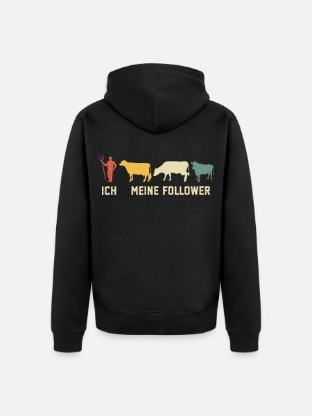 I mean followers cows cow - Unisex Premium Organic Zip Hoodie - black