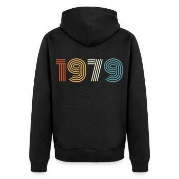 1979 Gift 1979 Vintage 1979 - Unisex Premium Organic Zip Hoodie - black - Back - Nico (187cm)