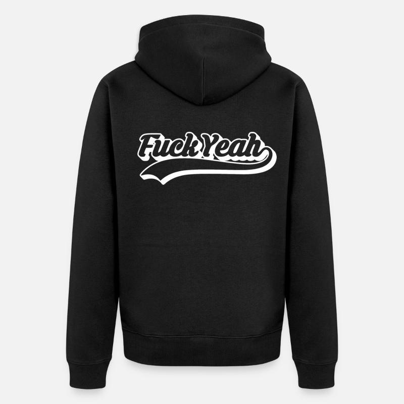 Retro Style 'Fuck Yeah' Script - Veste à capuche bio Premium Unisexe - noir