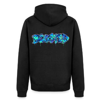 Boosted Camouflage Motiv für Turbo Schrauber - Unisex Premium Bio Zip Hoodie - Schwarz - Hinten - Nico (187cm)