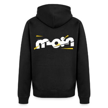 Hello - Unisex Premium Organic Zip Hoodie - black - Back - Nico (187cm)