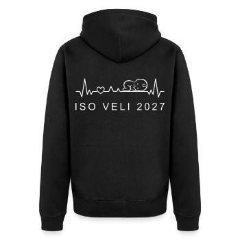 Ich Werde Großer Bruder 2027 Herzschlag Finnisch - Unisex Premium Bio Zip Hoodie - Schwarz - Hinten - Nico (187cm)