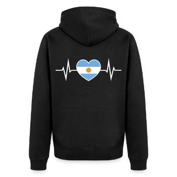 Argentina Heartbeat ECG Dear Argentina Fan - Unisex Premium Organic Zip Hoodie - black - Back - Nico (187cm)