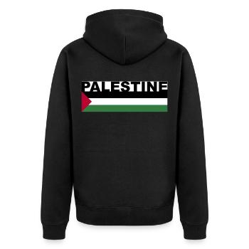 Palästina - Unisex Premium Bio Zip Hoodie - Schwarz - Hinten - Nico (187cm)
