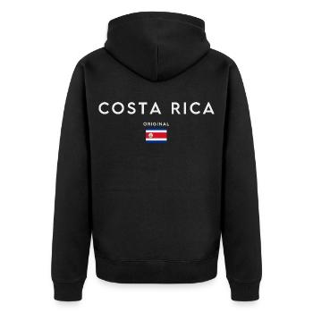 Costa Rica Flagge, Costa Rica Stolz - Unisex Premium Bio Zip Hoodie - Schwarz - Hinten - Nico (187cm)