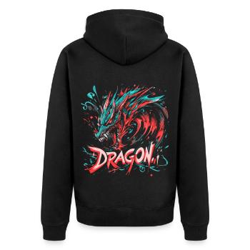 Dragon Colorful Fantasy Magic Mysticism Mythology Art - Unisex Premium Organic Zip Hoodie - black - Back - Nico (187cm)