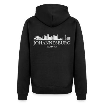 Johannesburg Skyline, Südafrika - Unisex Premium Bio Zip Hoodie - Schwarz - Hinten - Nico (187cm)