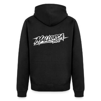 Mallorca 2026  - Unisex Premium Bio Zip Hoodie - Schwarz - Hinten - Nico (187cm)
