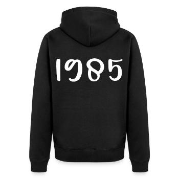 1985 Geburtstag 1985 - Unisex Premium Bio Zip Hoodie - Schwarz - Hinten - Nico (187cm)