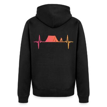 Camping Tent Sunset Heartbeat Tent - Unisex Premium Organic Zip Hoodie - black - Back - Nico (187cm)