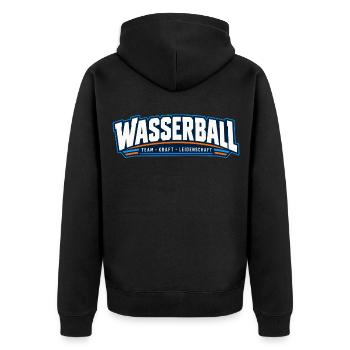 Wasserball Teamkraft Leidenschaft - Unisex Premium Bio Zip Hoodie - Schwarz - Hinten - Nico (187cm)