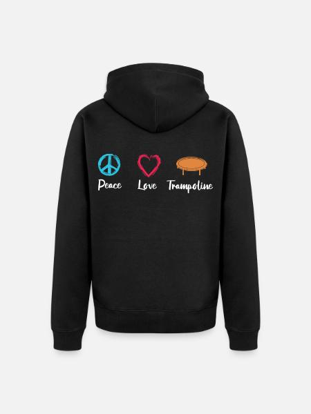 Peace Love Trampoline - Unisex Premium Organic Zip Hoodie - black