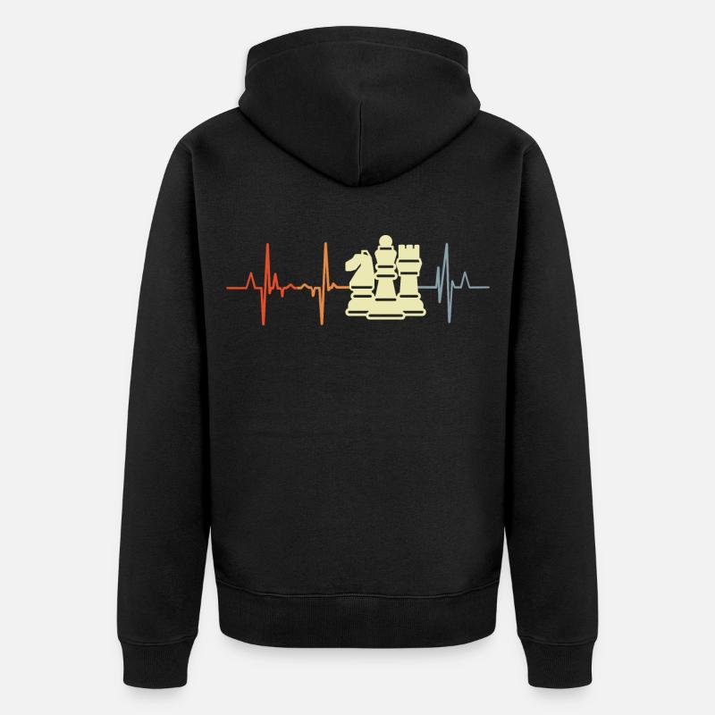 Pièces d’échecs Cardiogramme - Veste à capuche bio Premium Unisexe - noir