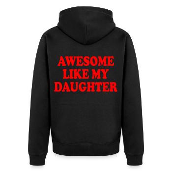awesome like my daughter - Unisex Premium Bio Zip Hoodie - Schwarz - Hinten - Nico (187cm)
