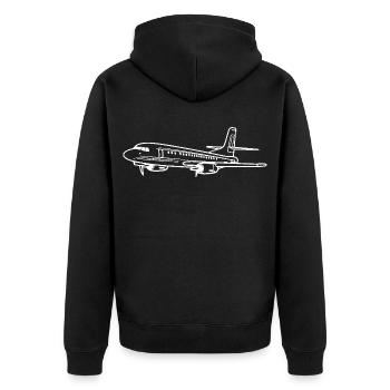 Dessin au trait d’avion - Veste à capuche bio Premium Unisexe - noir - Dos - Nico (187cm)
