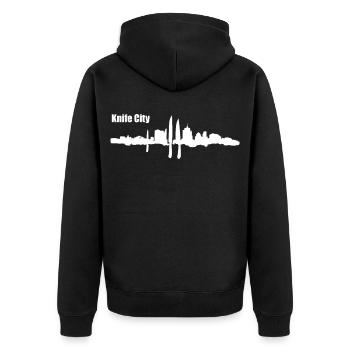 Messer City - Unisex Premium Organic Zip Hoodie - black - Back - Nico (187cm)