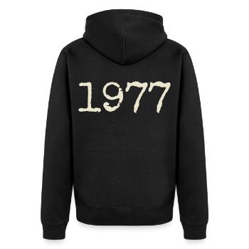 Geburtstagsgeschenk 1977 – Großartig seit 1977 - Unisex Premium Bio Zip Hoodie - Schwarz - Hinten - Nico (187cm)