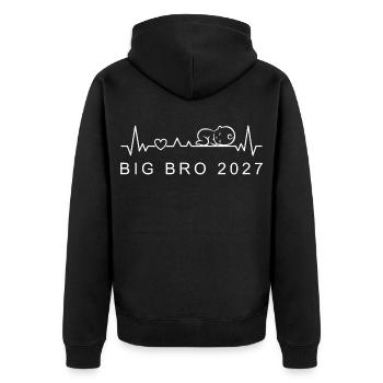 Annonce de grossesse du battement de cœur du bébé Big Bro 2027 - Veste à capuche bio Premium Unisexe - noir - Dos - Nico (187cm)