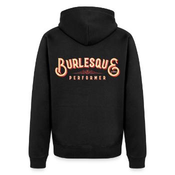 Burlesque-Performer – Pin-up-Vintage - Unisex Premium Bio Zip Hoodie - Schwarz - Hinten - Nico (187cm)