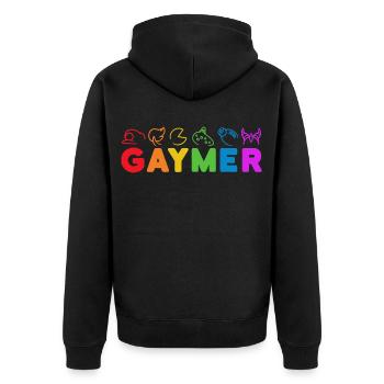 Gaymer LGBT Pride Month, Gamer Gay Rainbow Flag - Veste à capuche bio Premium Unisexe - noir - Dos - Nico (187cm)