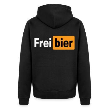FREIBIER - Unisex Premium Bio Zip Hoodie - Schwarz - Hinten - Nico (187cm)