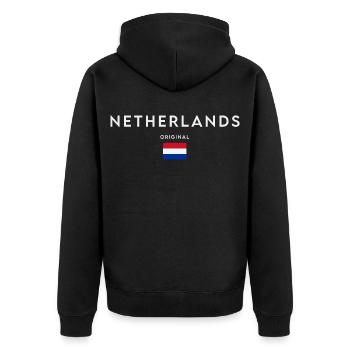 Drapeau de la Hollande, fierté néerlandaise - Veste à capuche bio Premium Unisexe - noir - Dos - Nico (187cm)