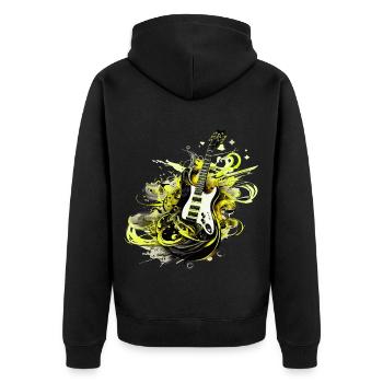 E-Gitarre Gitarre Gitarrist Musik Instrument Rock - Unisex Premium Bio Zip Hoodie - Schwarz - Hinten - Nico (187cm)