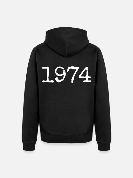 Legendär seit 1974 - Unisex Premium Bio Zip Hoodie - Schwarz