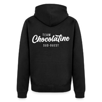 Team Chocolatine Sud-Ouest Bordeaux Toulouse - Veste à capuche bio Premium Unisexe - noir - Dos - Nico (187cm)
