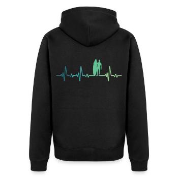 Surfing heartbeat surfer gift - Unisex Premium Organic Zip Hoodie - black - Back - Nico (187cm)