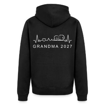Großmutter 2027 Baby-Herzschlag-Schwangerschaftsankündigung - Unisex Premium Bio Zip Hoodie - Schwarz - Hinten - Nico (187cm)