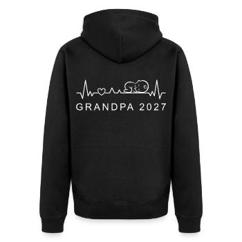 Großvater 2027 Baby Heartbeat Schwangerschaftsankündigung - Unisex Premium Bio Zip Hoodie - Schwarz - Hinten - Nico (187cm)