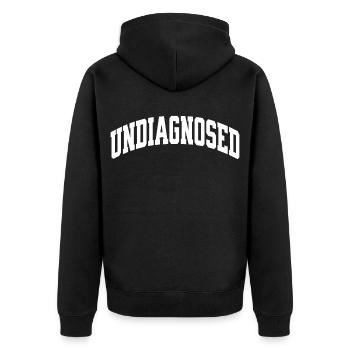 Undiagnosed - Unisex Premium Bio Zip Hoodie - Schwarz - Hinten - Nico (187cm)