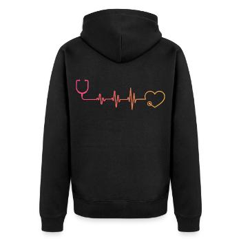 Stethoskop-Krankenschwester Sunset Herzschlag Doktor - Unisex Premium Bio Zip Hoodie - Schwarz - Hinten - Nico (187cm)