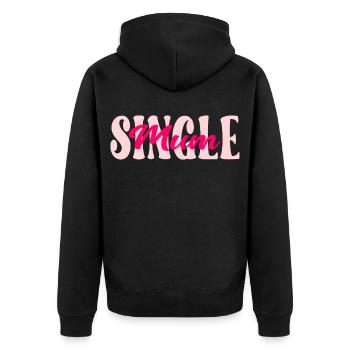 British Single Mum - Unisex Premium Organic Zip Hoodie - black - Back - Nico (187cm)