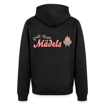 grill-team frauen - Unisex Premium Bio Zip Hoodie - Schwarz - Hinten - Nico (187cm)